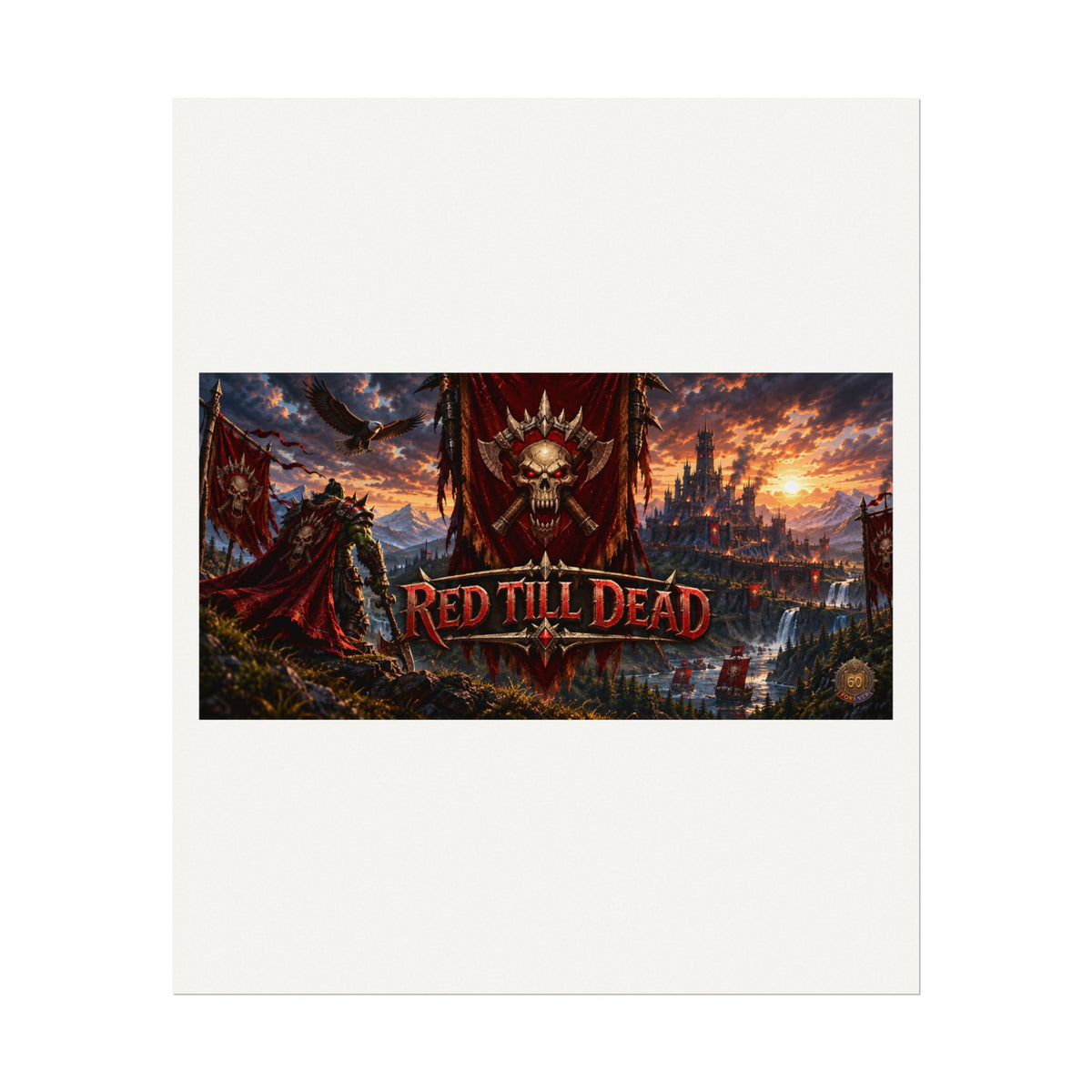 Red Till Dead Gothic Skull Poster — Textured Watercolor Matte Print