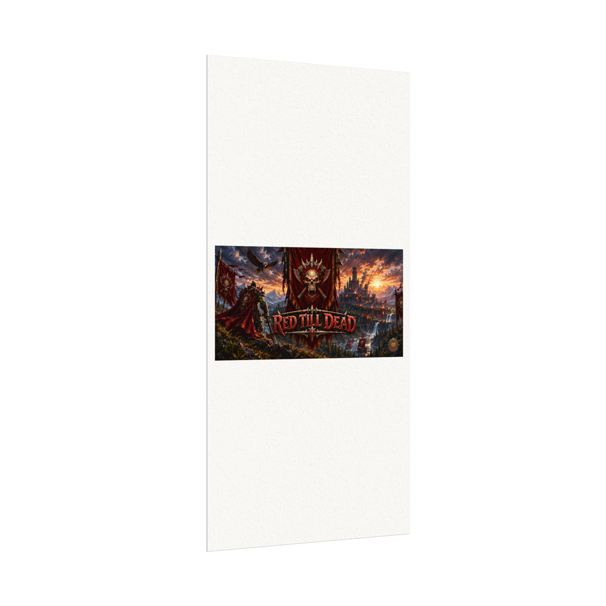 Red Till Dead Gothic Skull Poster — Textured Watercolor Matte Print