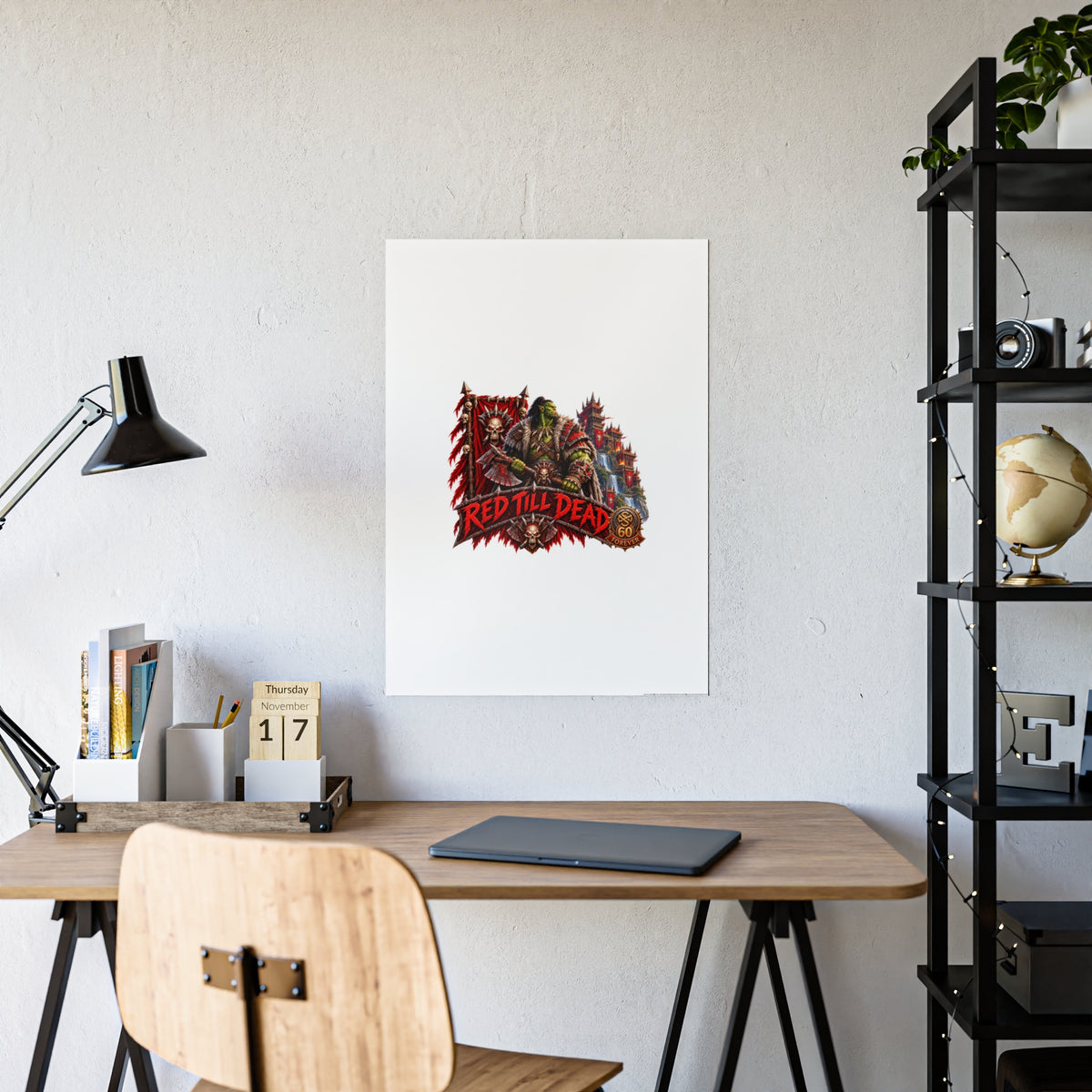 Red Till Dead Gloss Poster — Fantasy Orc Warrior Art Print