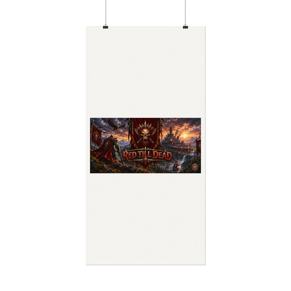 Red Till Dead Gothic Skull Poster — Textured Watercolor Matte Print