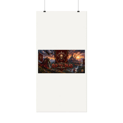 Red Till Dead Gothic Skull Poster — Textured Watercolor Matte Print