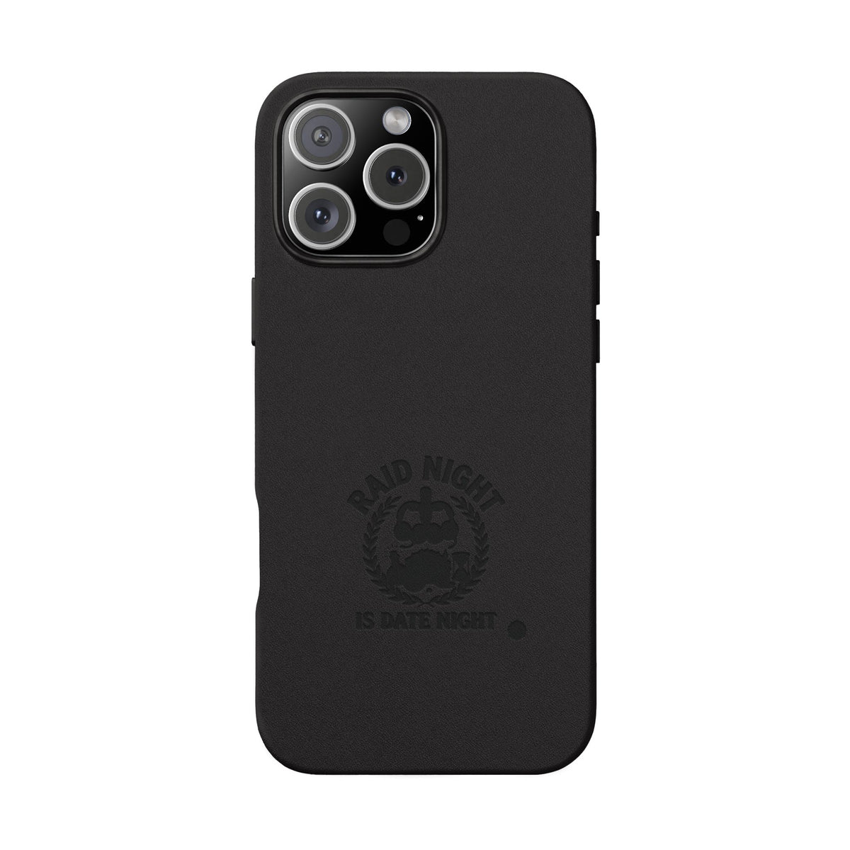 Engraved PU Leather Phone Case — 'Raid Night' Embossed Protective Cover