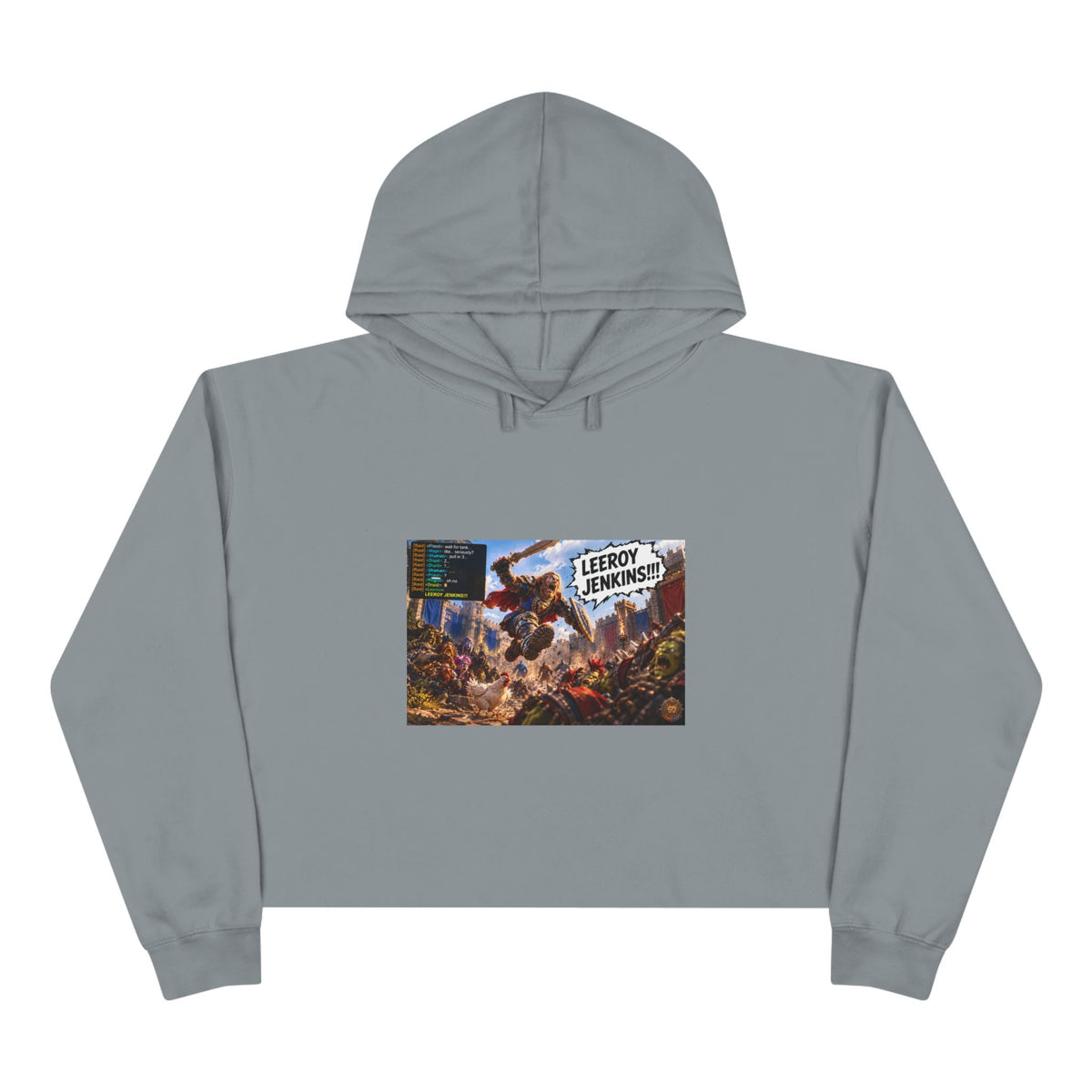 Crop Hoodie — 'Leeroy Jenkins!' Gaming Meme Cropped Hoodie