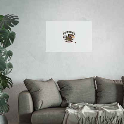 Need Before Greed Fine Art Poster — Vintage Chest Illustration, Inspirational Wall Art