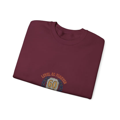 60th Birthday Crewneck Sweatshirt – "Level 60 Forever" Retro Badge
