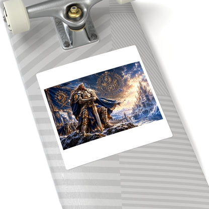 Square Sticker — Viking Warrior Frost Battle Scene (60 Forever Emblem)