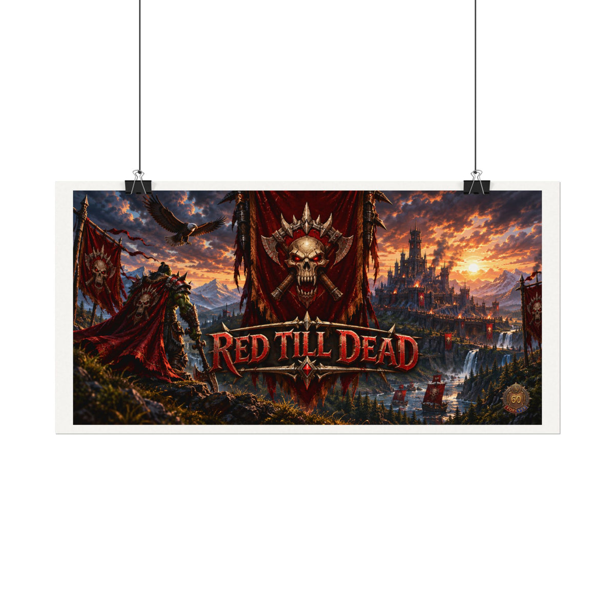 Red Till Dead Gothic Skull Poster — Textured Watercolor Matte Print