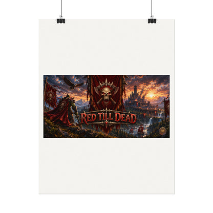 Red Till Dead Gothic Skull Poster — Textured Watercolor Matte Print