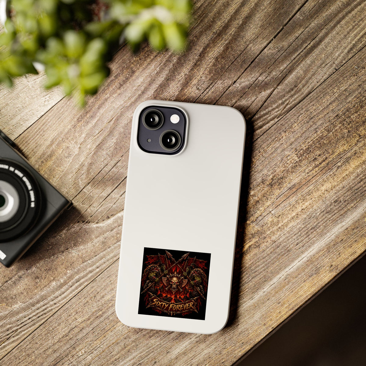 Slim Phone Case — 'Sixty Forever' Gothic Skull & Wings Design