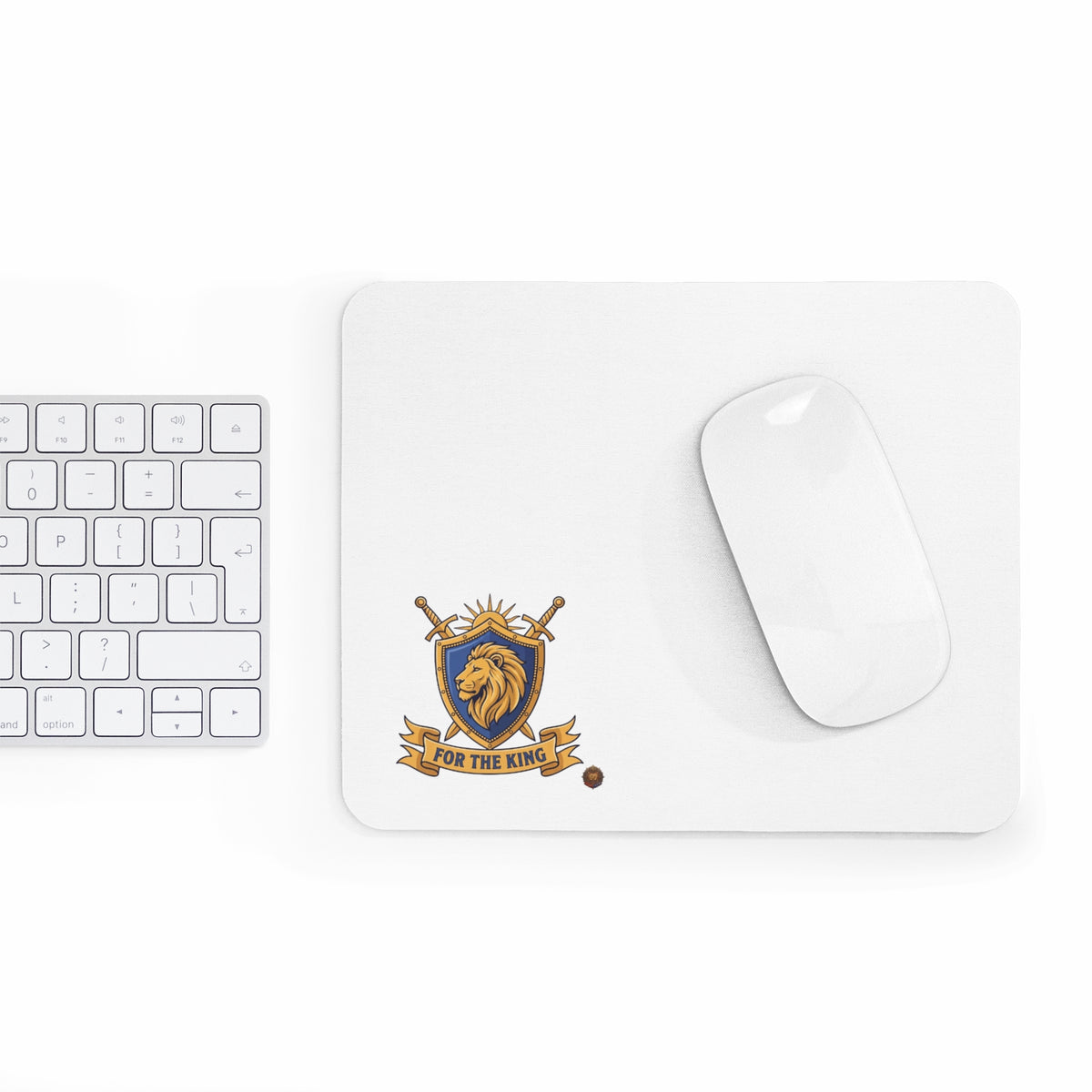 For The King Lion Crest Mouse Pad — Gaming/Office Desk Mat