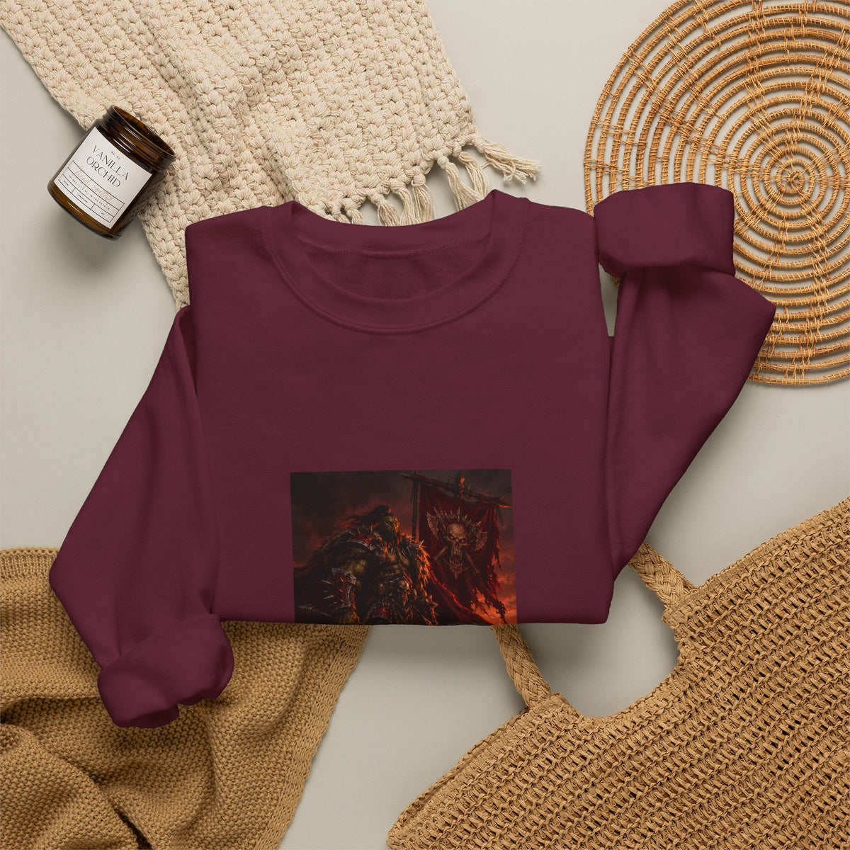 Crewneck Sweatshirt — Dark Fantasy Inferno Graphic with “Stay Forever” Text