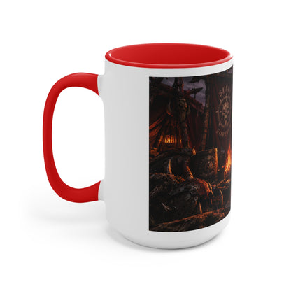 Viking Warcamp Accent Mug — Norse Battle Scene Coffee Cup