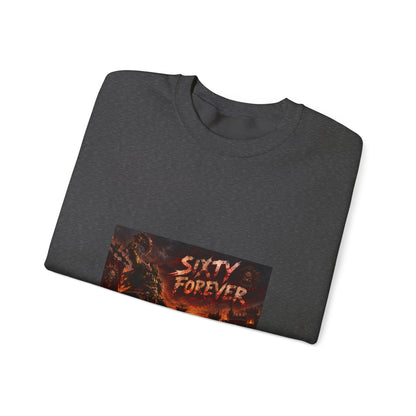 Sixty Forever Crewneck Sweatshirt — Gothic Fire Graphic Sweatshirt
