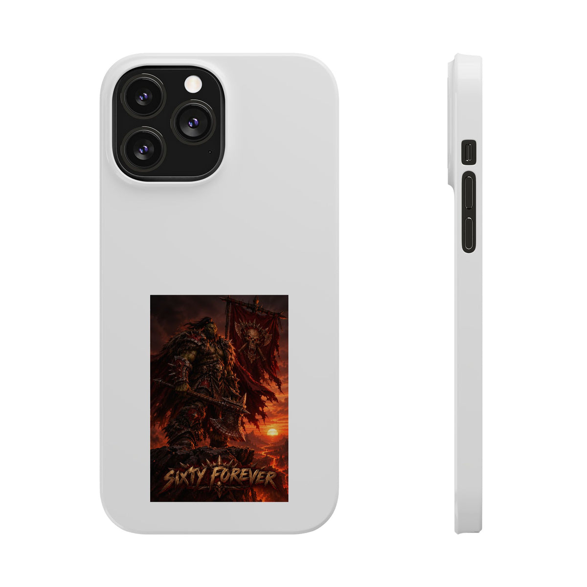 Slim Phone Case — Dark Viking Warrior 'Sixty Forever' Graphic