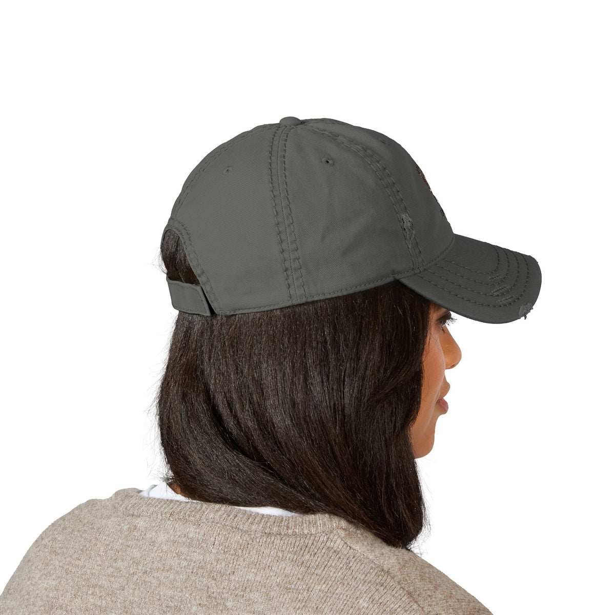 Distressed Embroidered Dad Hat - Native American Chief Design