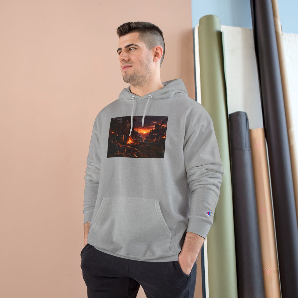 Champion Hoodie — Sunset Cityscape Graphic Hoodie