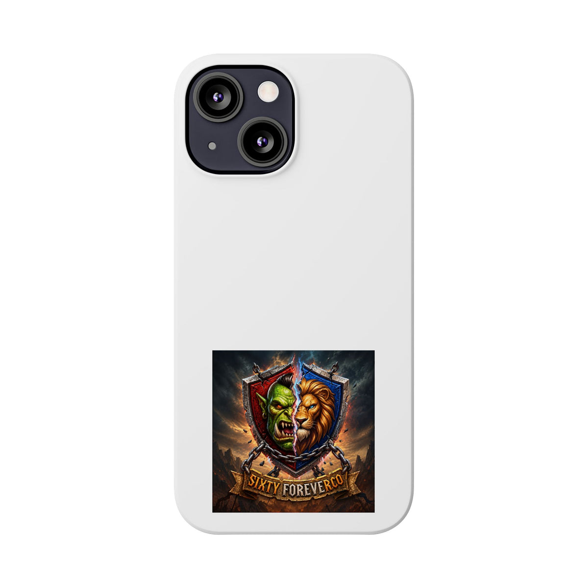 Slim Phone Case — Fantasy Shield Orc & Lion Crest "Sixty Forever"