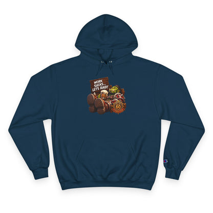 Champion Hoodie — 'Work Hard, Play Hard' Retro Thanksgiving Harvest Graphic