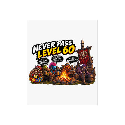 Never Pass Level 60 Fine Art Poster – Funny Gamer 60th Birthday Wall Art