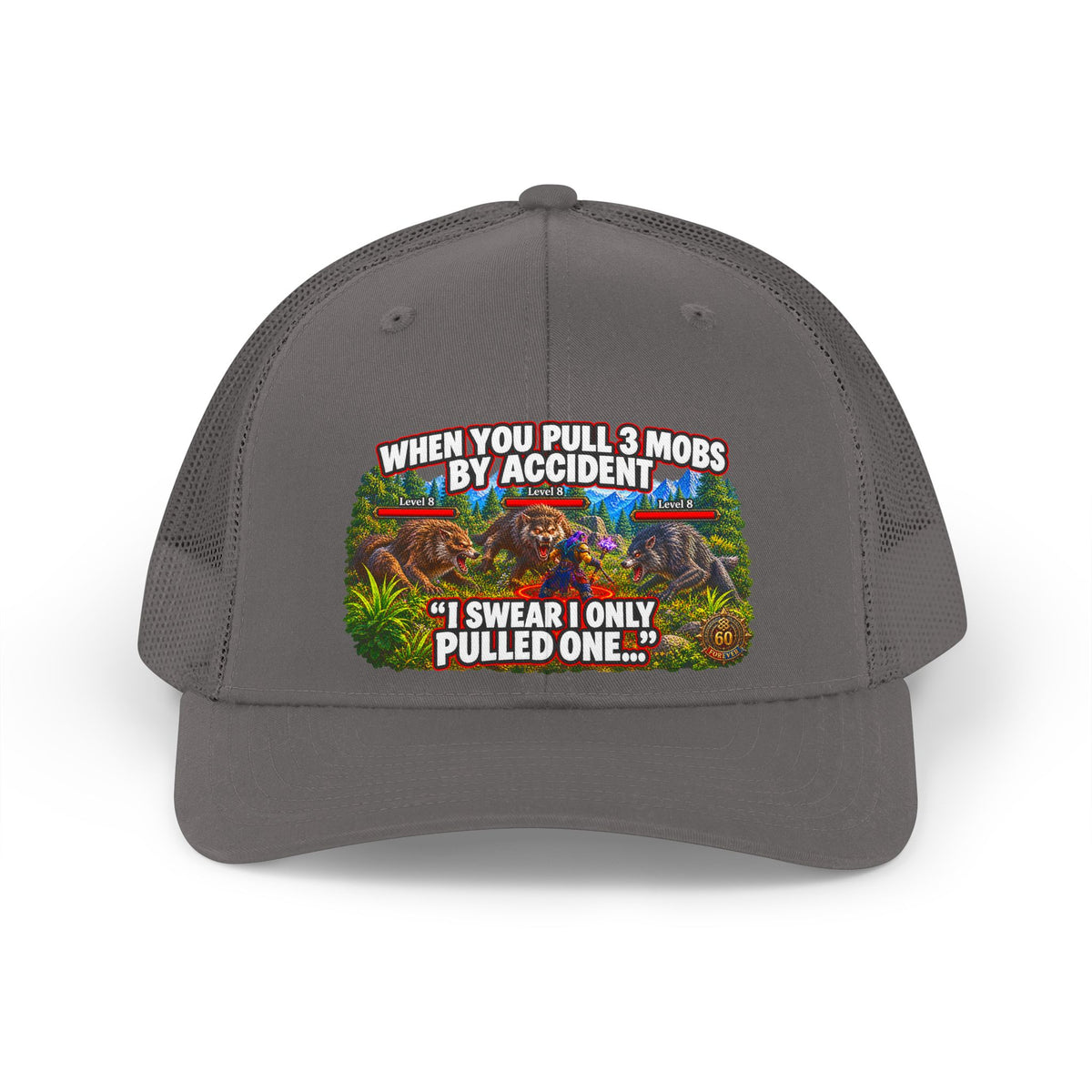 Trucker Hat — Retro Fishing Design: “When You Pull 3 Mobs By Accident I Swear I Only Pulled One”