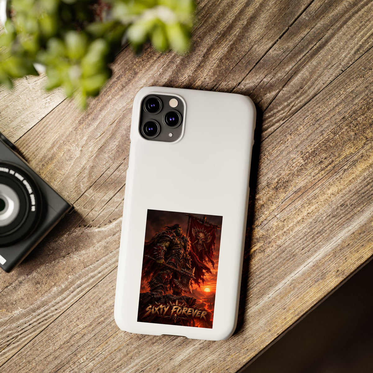 Slim Phone Case — Dark Viking Warrior 'Sixty Forever' Graphic