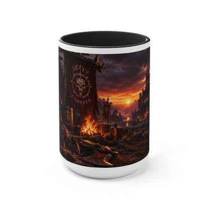 Viking Warcamp Accent Mug — Norse Battle Scene Coffee Cup