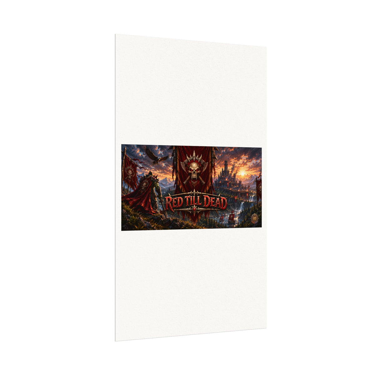 Red Till Dead Gothic Skull Poster — Textured Watercolor Matte Print