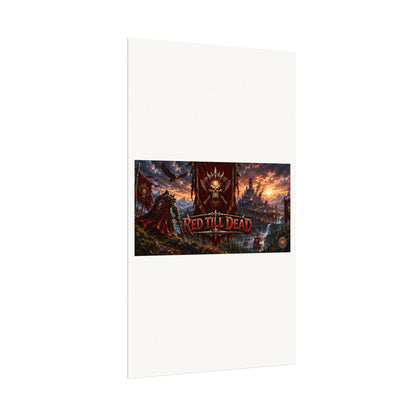 Red Till Dead Gothic Skull Poster — Textured Watercolor Matte Print