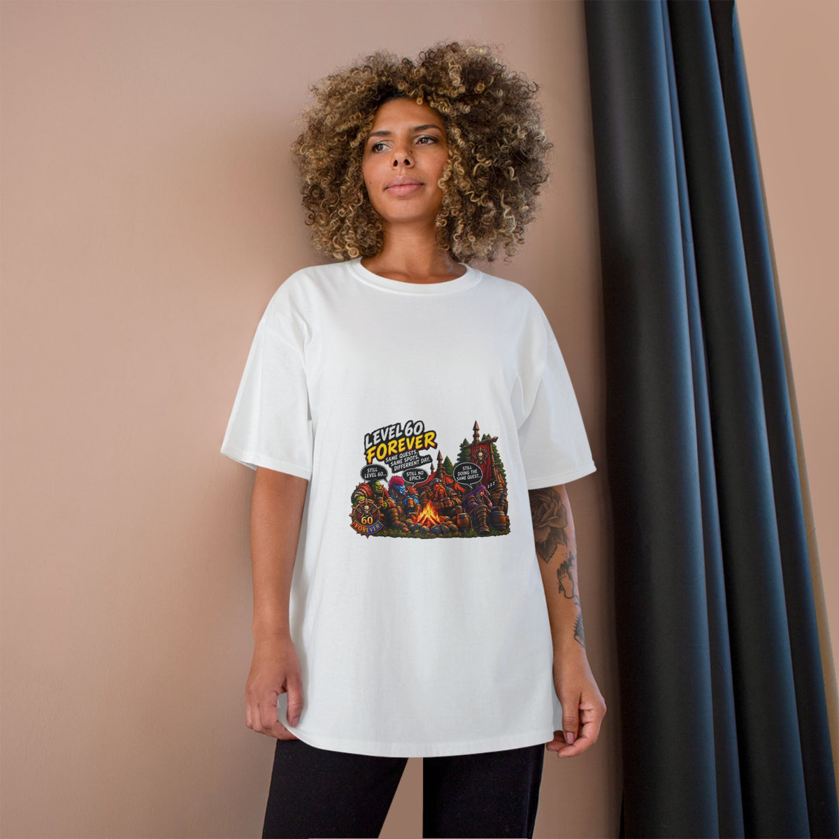Level 60 Forever T-Shirt – Retro RPG Campfire Gamer Tee
