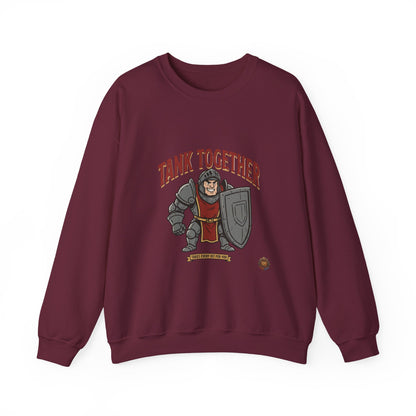 Tank Together Crewneck Sweatshirt — Funny RPG Tank Companion Graphic
