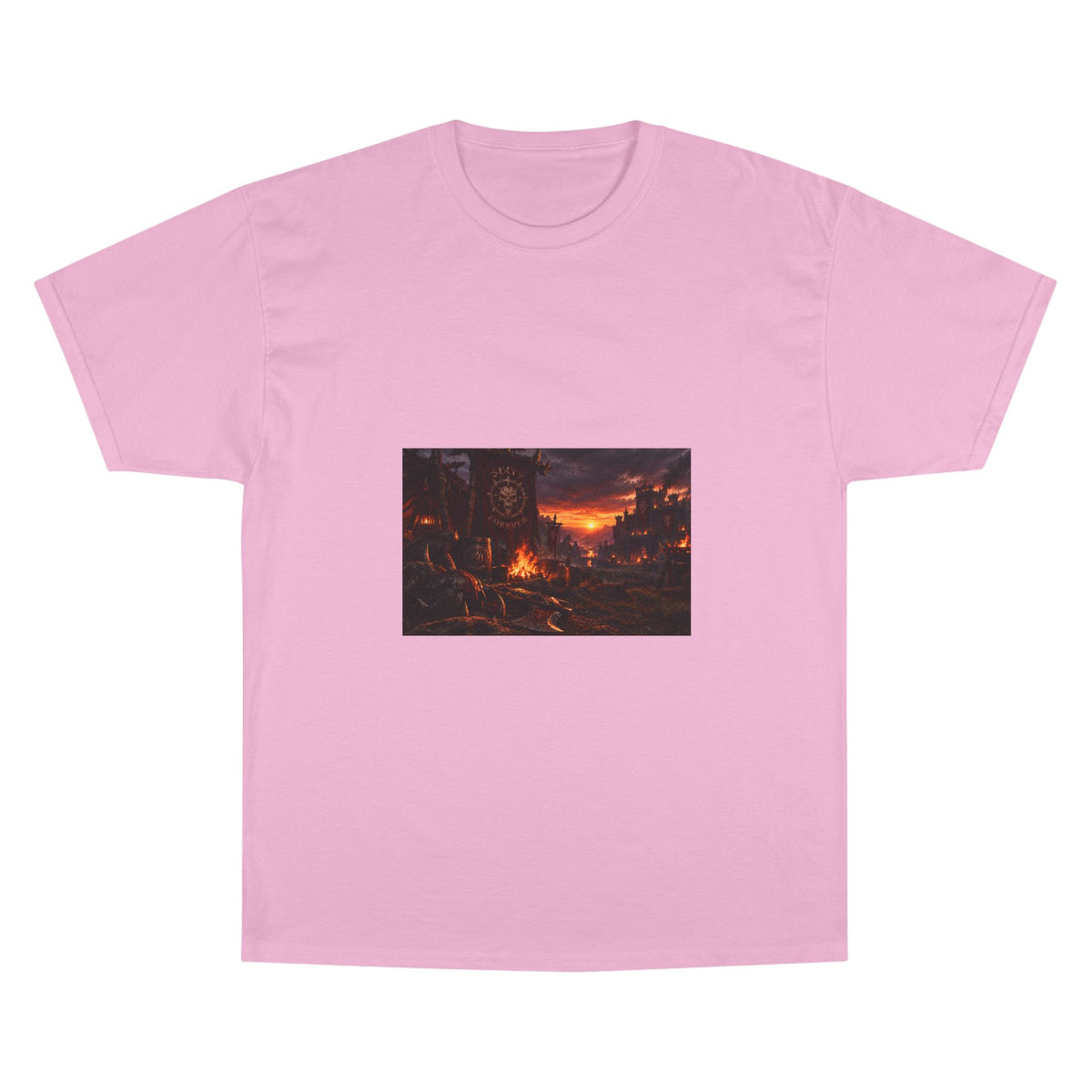Champion T-Shirt — Dark Fantasy Volcano Landscape Graphic Tee