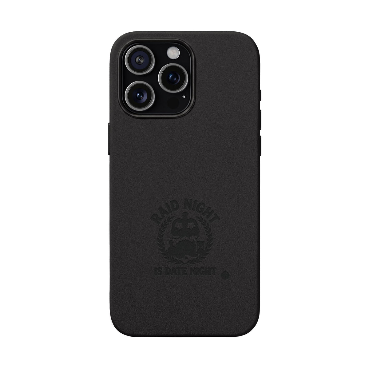 Engraved PU Leather Phone Case — 'Raid Night' Embossed Protective Cover
