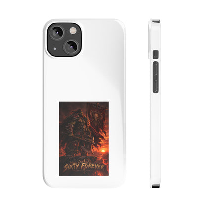 Slim Phone Case — Dark Viking Warrior 'Sixty Forever' Graphic