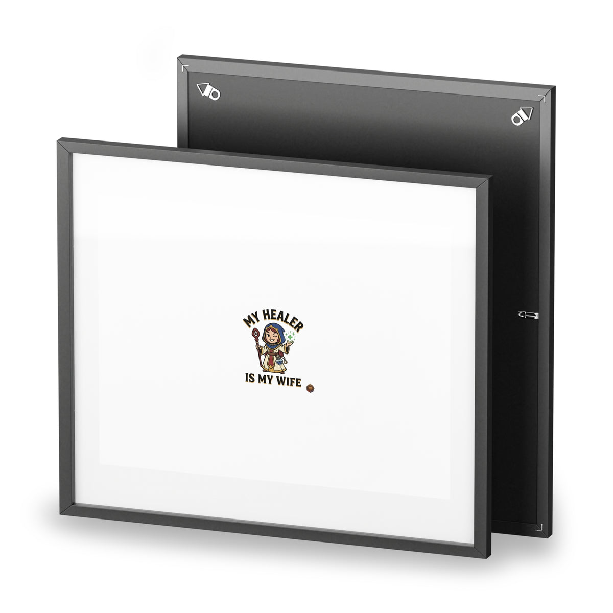 Framed Poster — “My Healer Is My Wife” Vintage Nurse Dog Illustration, Matte Wall Art