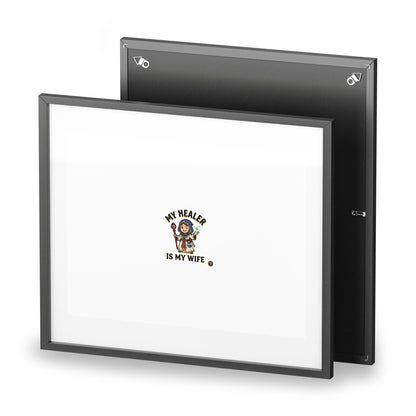Framed Poster — “My Healer Is My Wife” Vintage Nurse Dog Illustration, Matte Wall Art