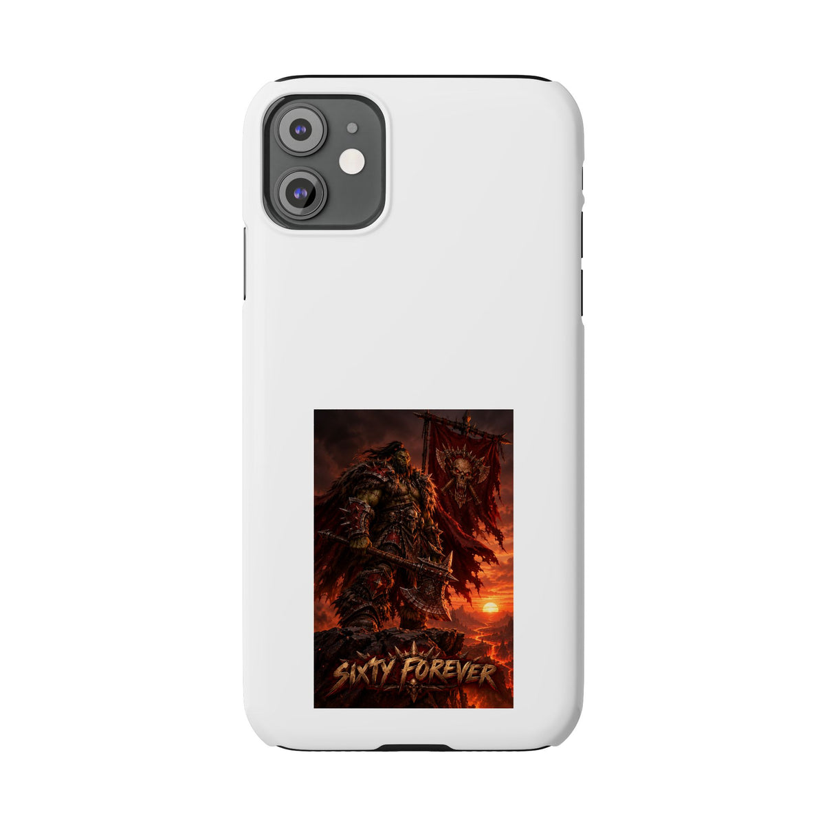 Slim Phone Case — Dark Viking Warrior 'Sixty Forever' Graphic