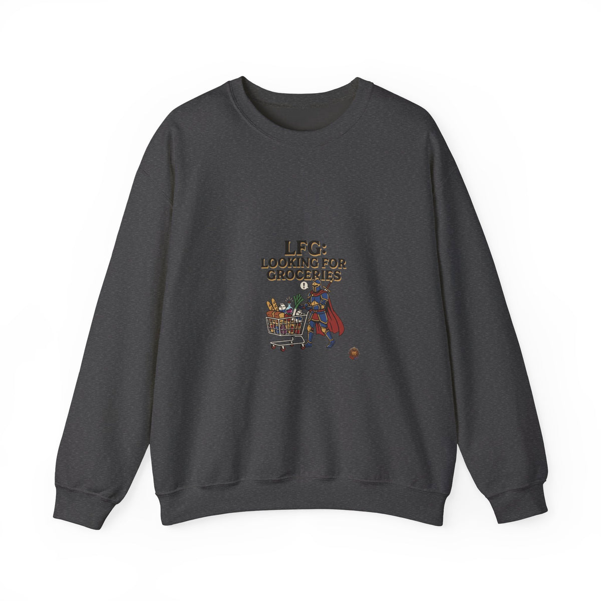 Crewneck Sweatshirt — "LFG: Looking For Groceries" Funny Gamer Shopping Graphic