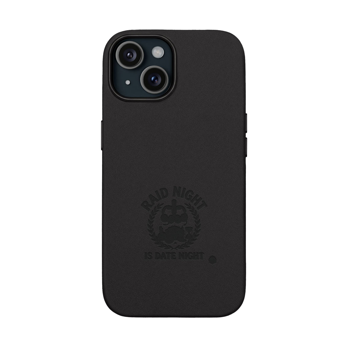 Engraved PU Leather Phone Case — 'Raid Night' Embossed Protective Cover