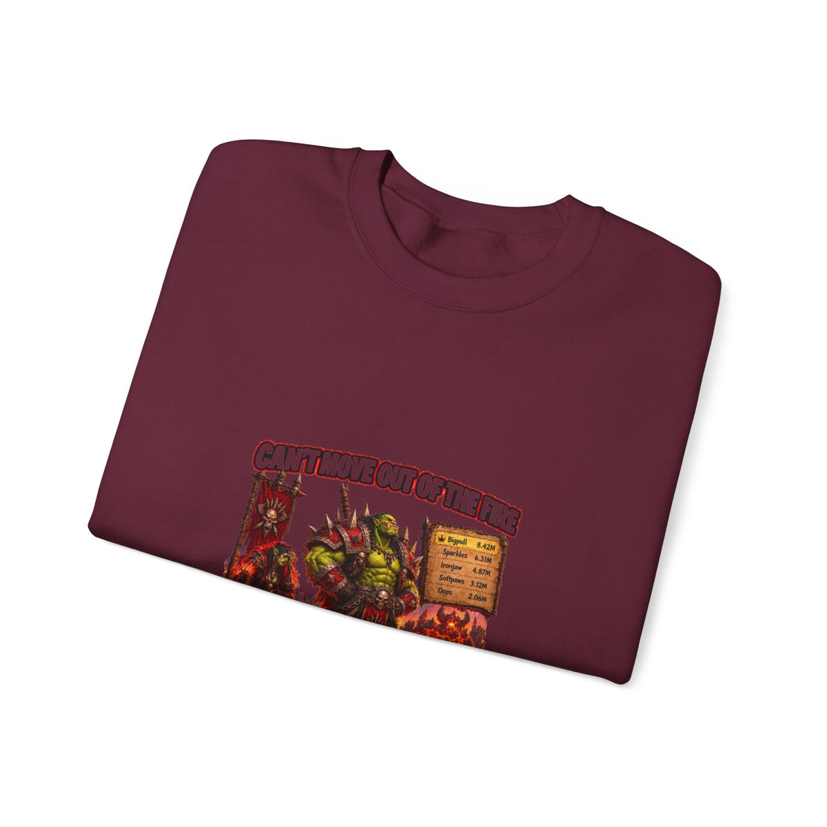 Crewneck Sweatshirt — Retro Dungeons & Dragons Goblin Art "Get Out of the Fire" RPG Gaming Tee