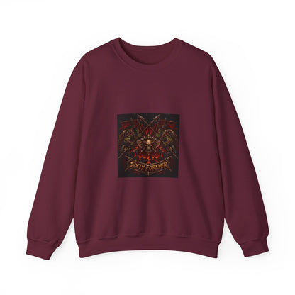 Crewneck Sweatshirt — Gothic Skull & Flames "Seven For Hell" Graphic