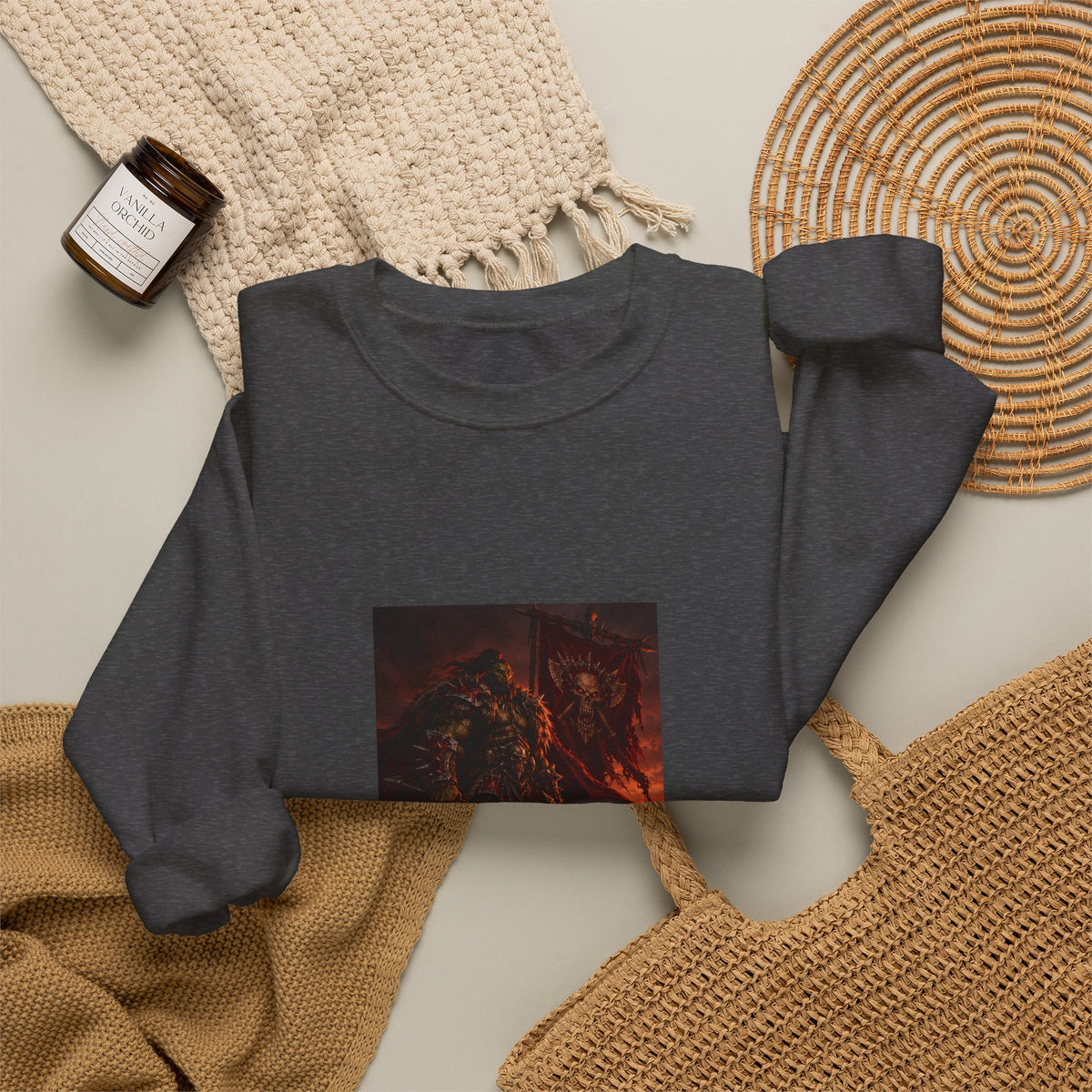 Crewneck Sweatshirt — Dark Fantasy Inferno Graphic with “Stay Forever” Text