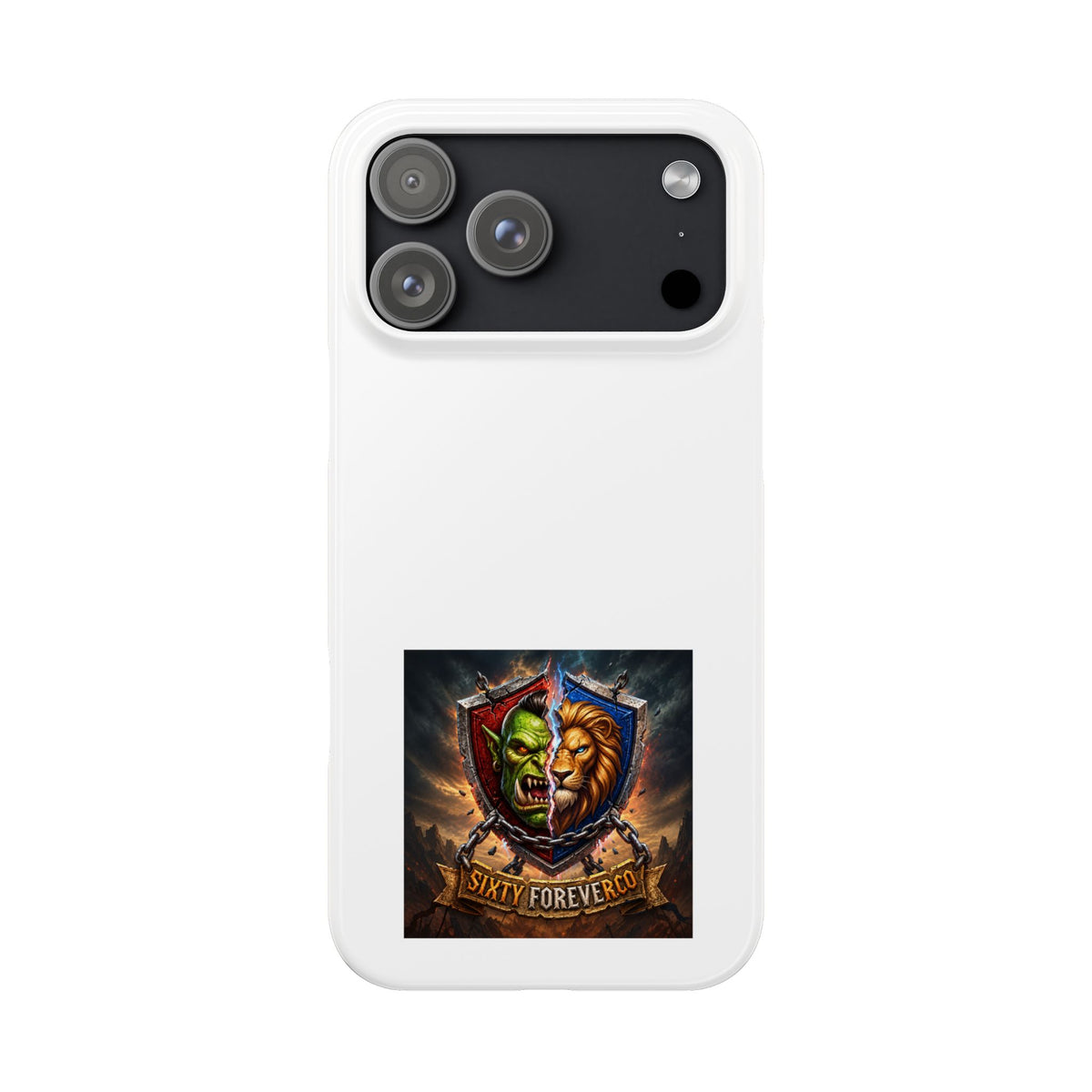 Slim Phone Case — Fantasy Shield Orc & Lion Crest "Sixty Forever"