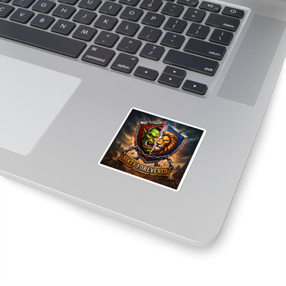 Sixty ForeverCo Orc vs Lion Crest Square Sticker — Fantasy Gaming Emblem