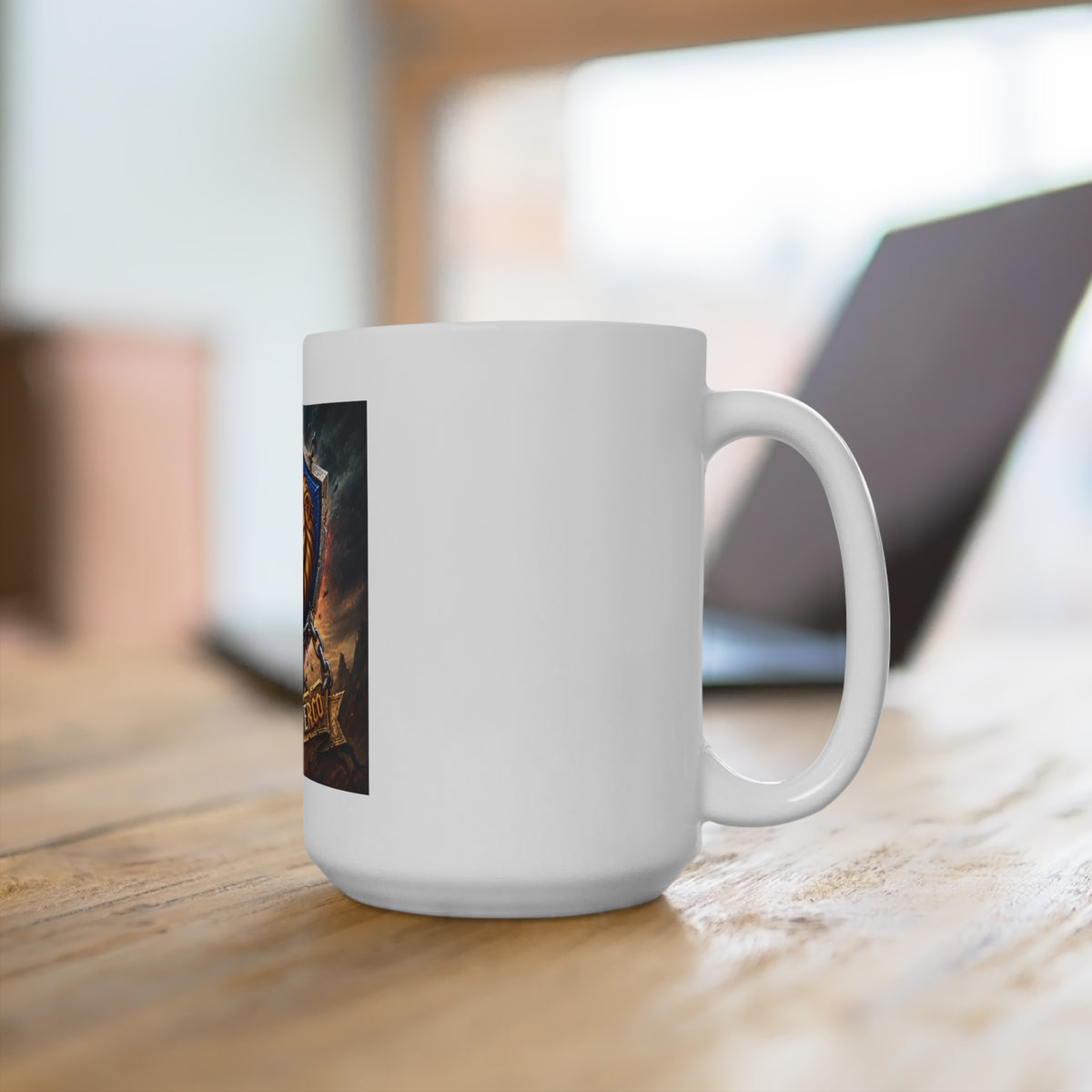 Warrior Crest Mug — Lion & Orc Split Shield "Sixty Forever Co" 15oz