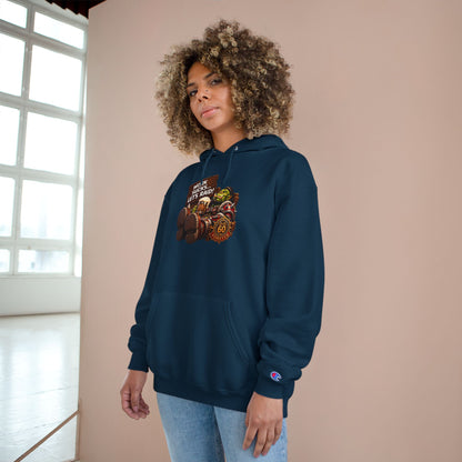 Champion Hoodie — 'Work Hard, Play Hard' Retro Thanksgiving Harvest Graphic