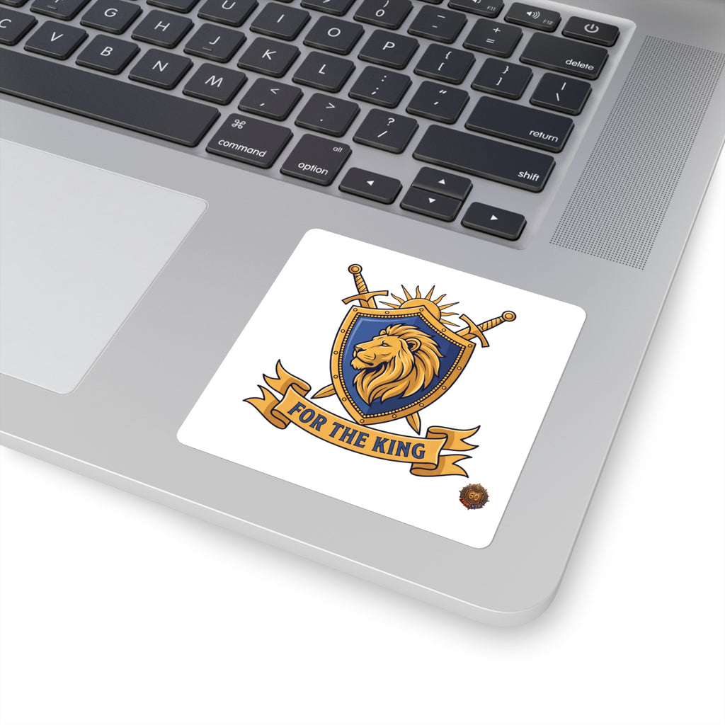 Square Sticker — 'For The King' Lion Crest Emblem
