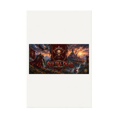 Red Till Dead Gothic Skull Poster — Textured Watercolor Matte Print