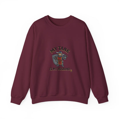 Crewneck Sweatshirt — "My Tank Is My Husband" RPG Gamer Graphic