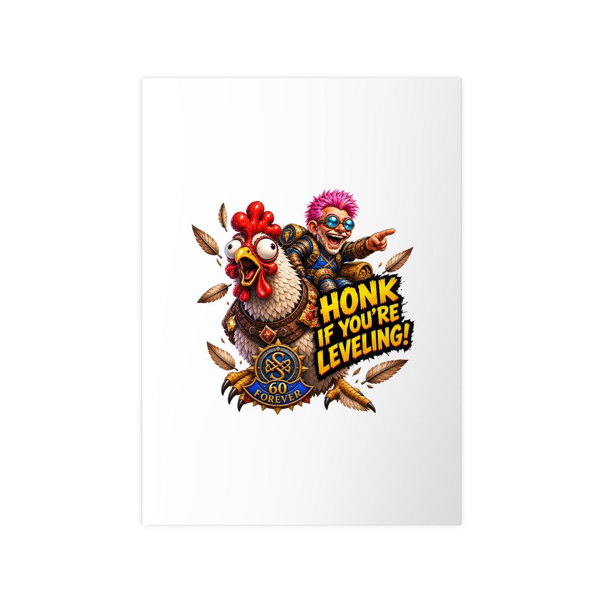 Honk If You're Leveling! Photopaper Poster – Gamer Chicken Art Print