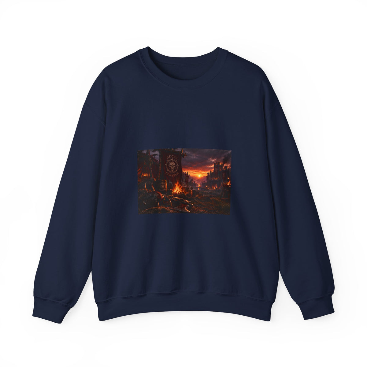 Apocalyptic Cityscape Crewneck Sweatshirt — Dystopian Sunset Graphic